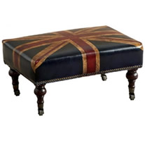 printed leather upholstered stool
