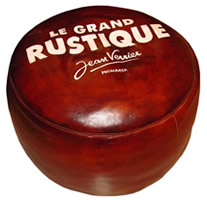 upholstered leather pouf