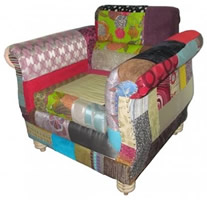 sofa with patchwork upholstry