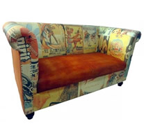 movie posters printed fabric upholstered sofa